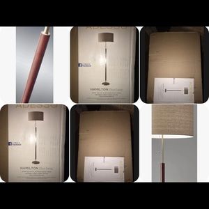 1 Adesso Hamilton 65 in.Metal Floor Lamp 3377-15 Dark Walnut & Antique Brass New